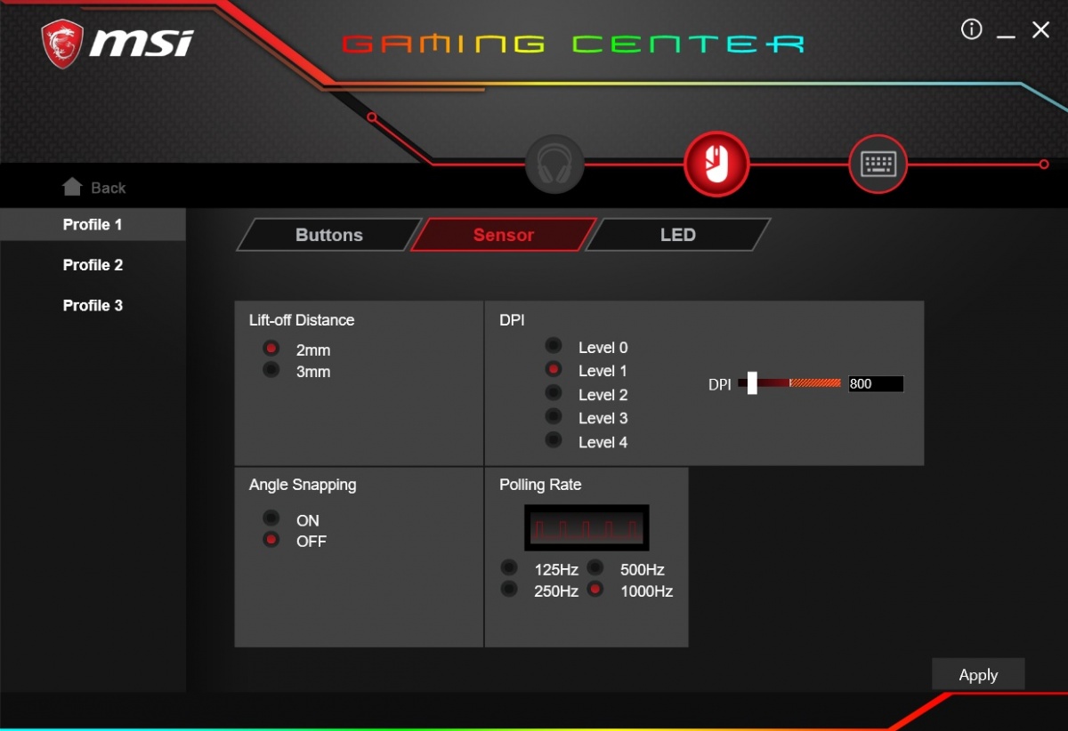 MSI Gaming Center software
